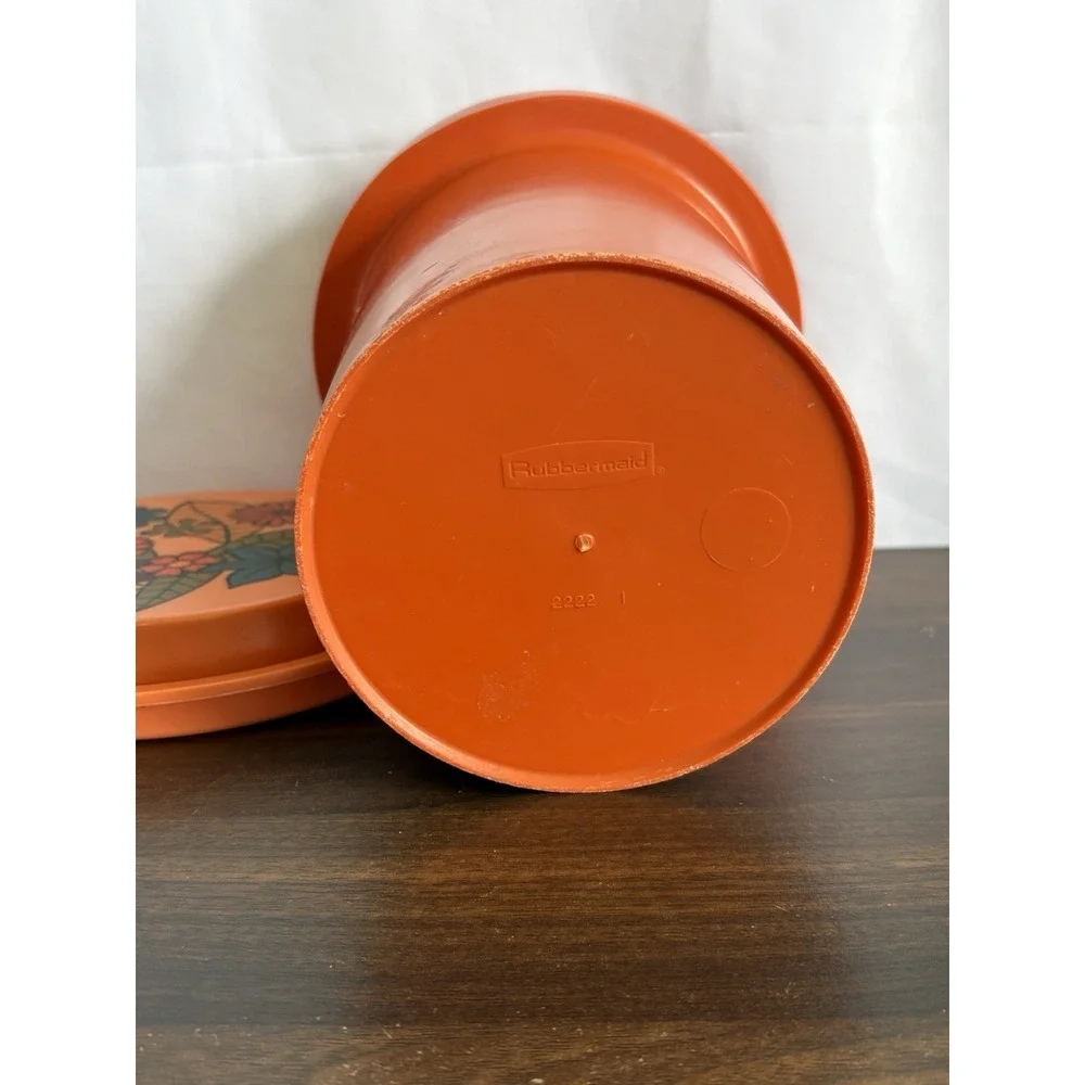 Vintage Retro Rubbermaid Orange Flower power nesting Canister Set 3pc with Lids